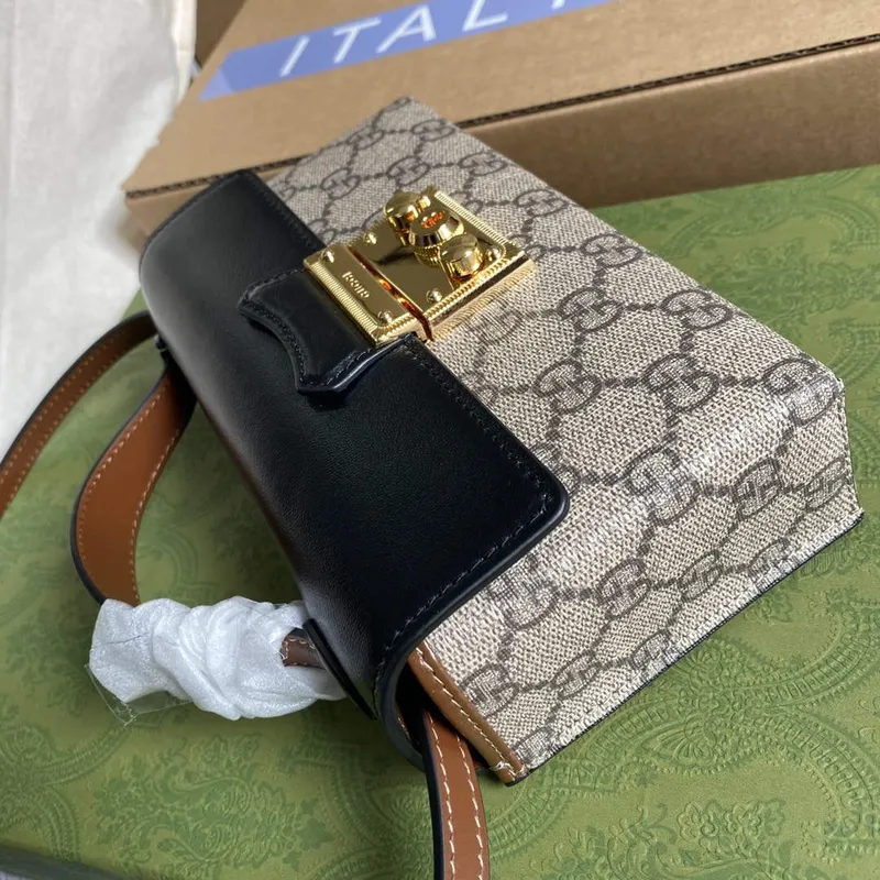 Gucci 652683 Padlock Mini Bag Černá a hnědá