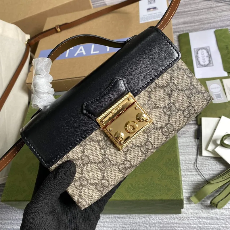 Gucci 652683 Padlock Mini Bag Černá a hnědá
