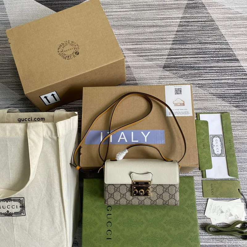 Gucci 652683 Padlock Mini Bag slonovinová a spáleně oranžová