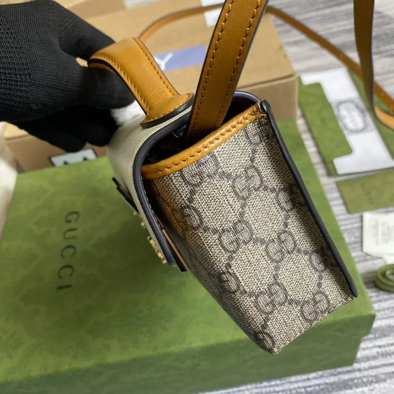 Gucci 652683 Padlock Mini Bag slonovinová a spáleně oranžová