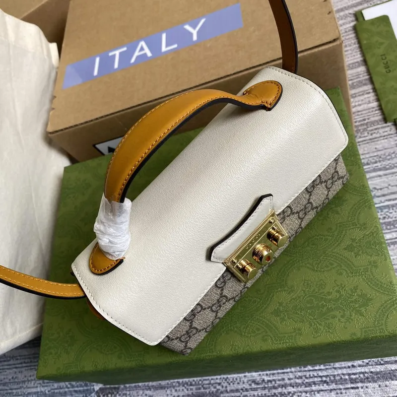 Gucci 652683 Padlock Mini Bag slonovinová a spáleně oranžová