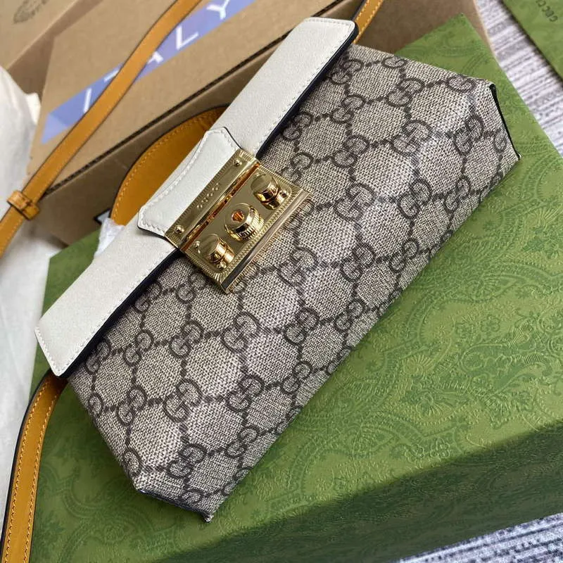 Gucci 652683 Padlock Mini Bag slonovinová a spáleně oranžová