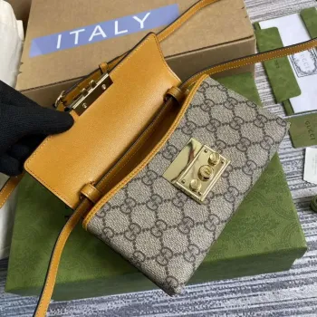 Gucci 652683 Padlock Mini Bag slonovinová a spáleně oranžová