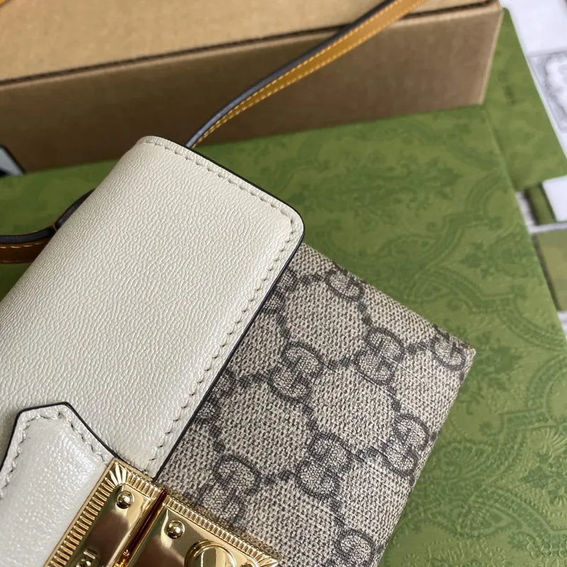 Gucci 652683 Padlock Mini Bag slonovinová a spáleně oranžová