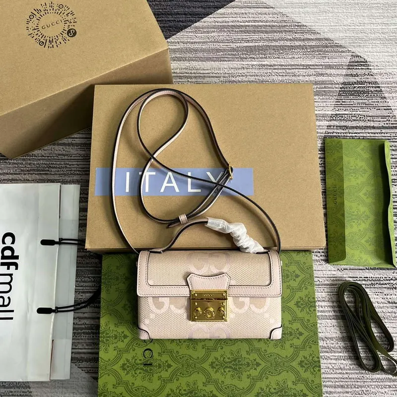 Gucci 652683 Padlock Jumbo GG Mini Taška Světle růžová