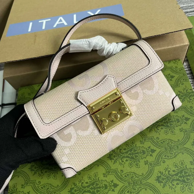 Gucci 652683 Padlock Jumbo GG Mini Taška Světle růžová
