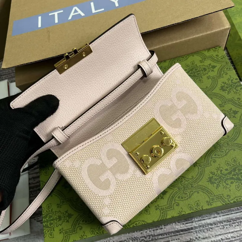 Gucci 652683 Padlock Jumbo GG Mini Taška Světle růžová