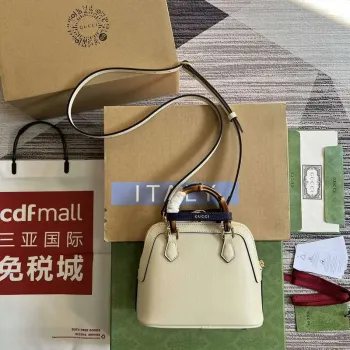 Gucci 715775 Gucci Diana Mini Tote Bag Bílá kůže