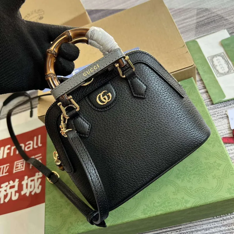 Gucci 715775 Gucci Diana Mini Tote Bag Černá kůže