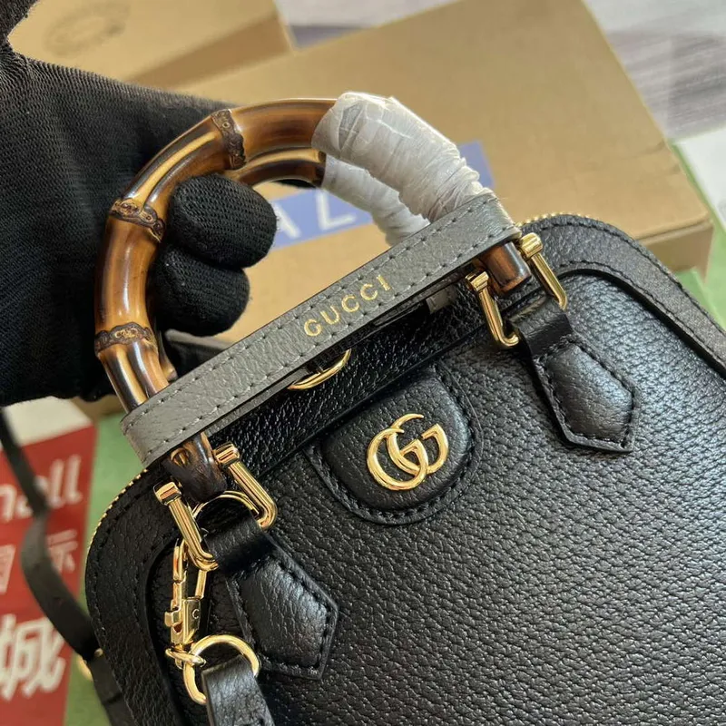 Gucci 715775 Gucci Diana Mini Tote Bag Černá kůže
