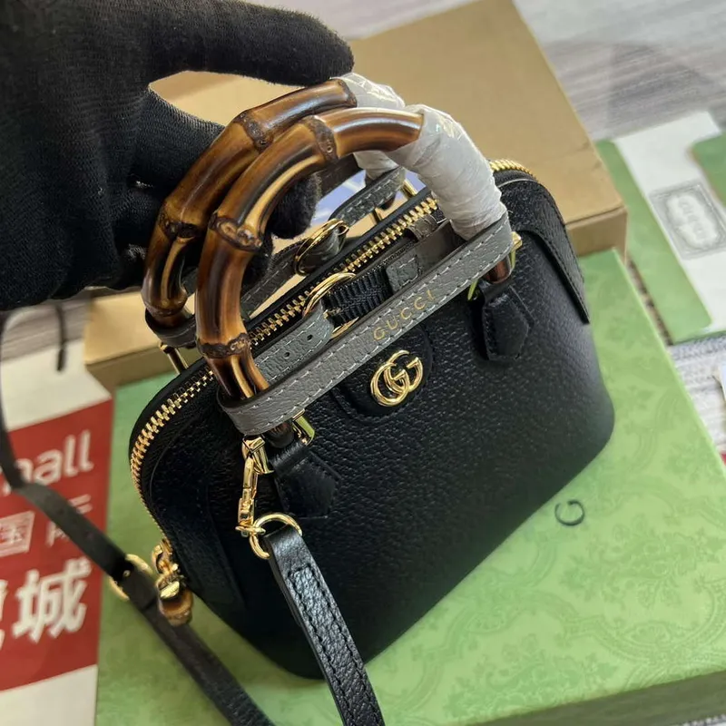 Gucci 715775 Gucci Diana Mini Tote Bag Černá kůže