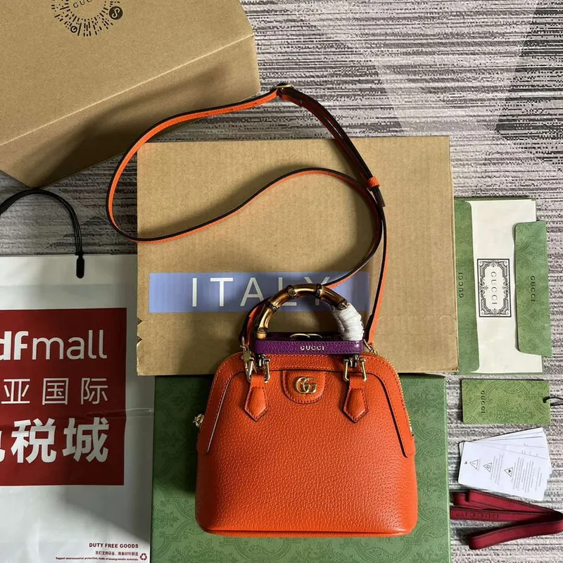 Gucci 715775 Gucci Diana Mini Tote Bag oranžová kůže