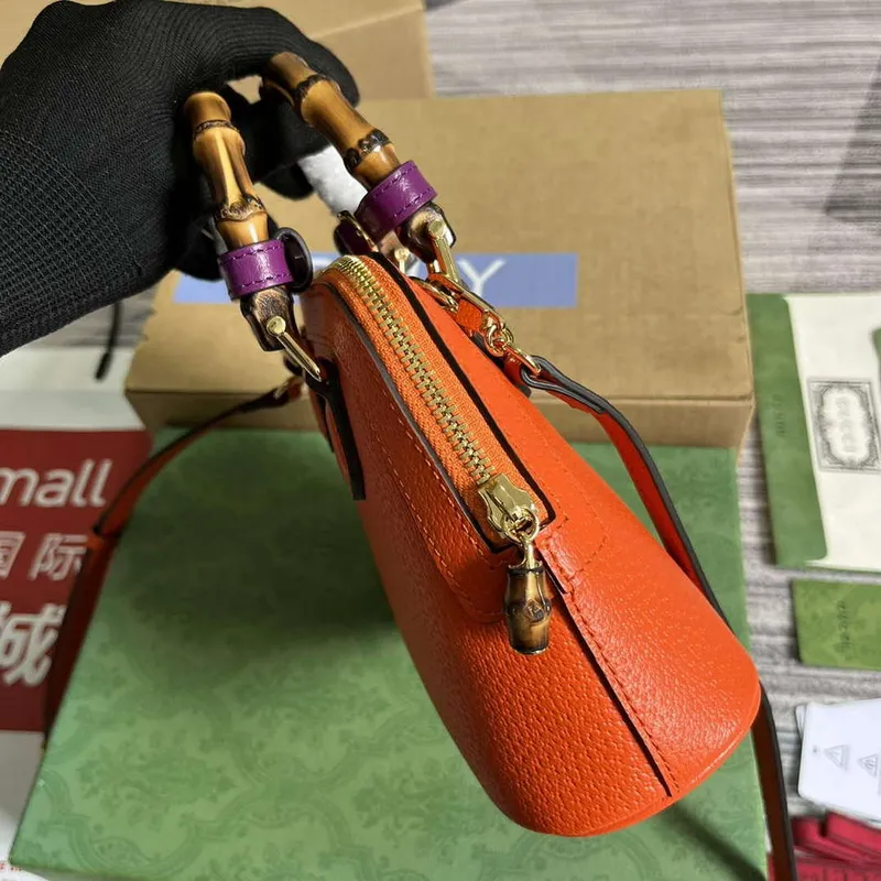 Gucci 715775 Gucci Diana Mini Tote Bag oranžová kůže