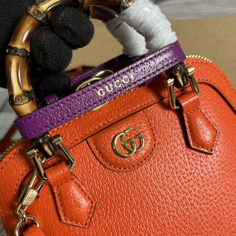 Gucci 715775 Gucci Diana Mini Tote Bag oranžová kůže