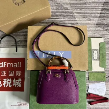 Gucci 715775 Gucci Diana Mini Tote Bag Fialová kůže