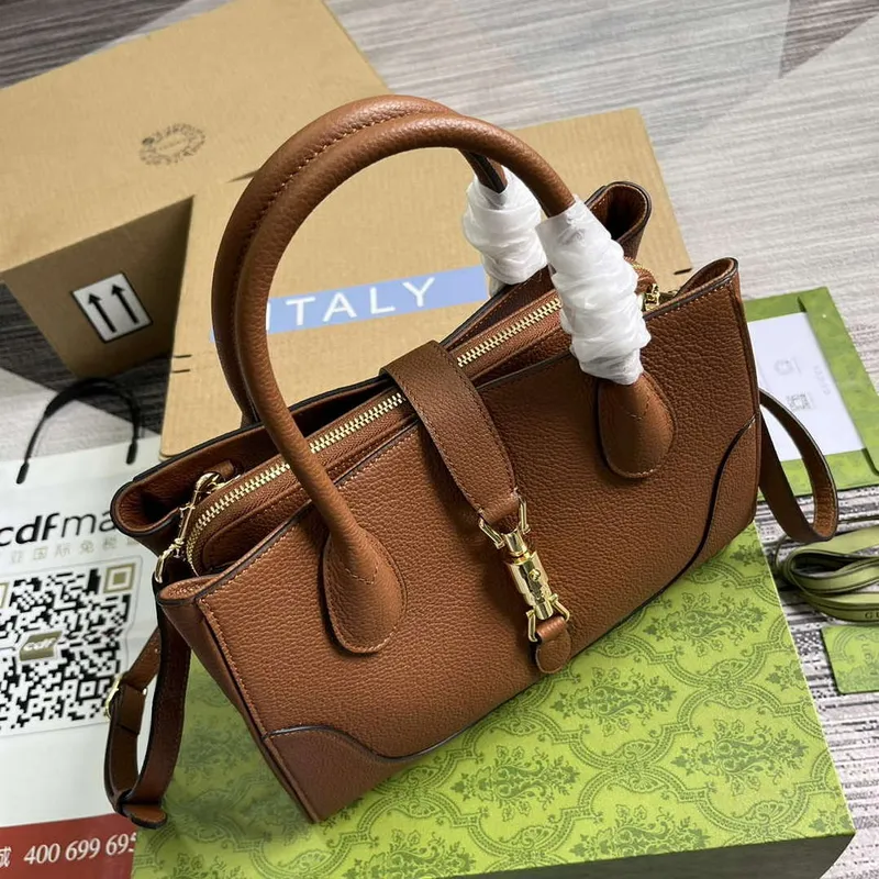 Gucci 727810 Jackie 1961 Malá taška z přírodní kůže hnědá