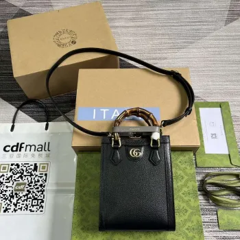 Gucci 739079 Diana Mini Tote Bag Černá Kůže
