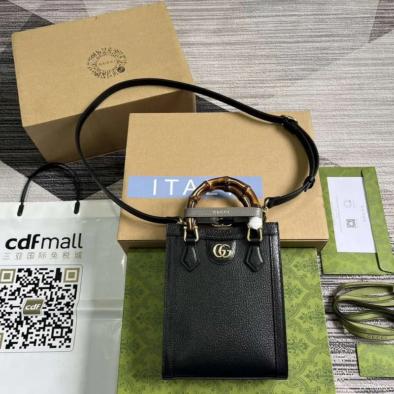 Gucci 739079 Diana Mini Tote Bag Černá Kůže