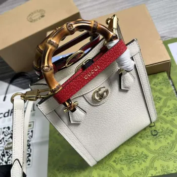 Gucci 739079 Diana Mini Tote Bag Bílá Kůže