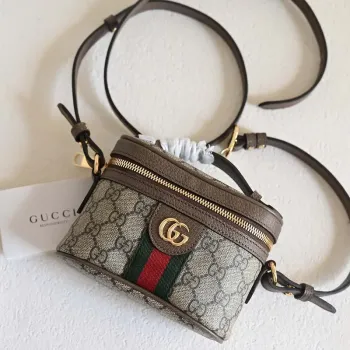 Gucci 699532 Ophidia GG mini taška s horním uchopem Béžová Hnědá
