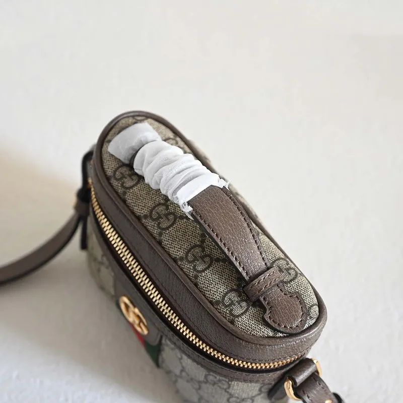 Gucci 699532 Ophidia GG mini taška s horním uchopem Béžová Hnědá