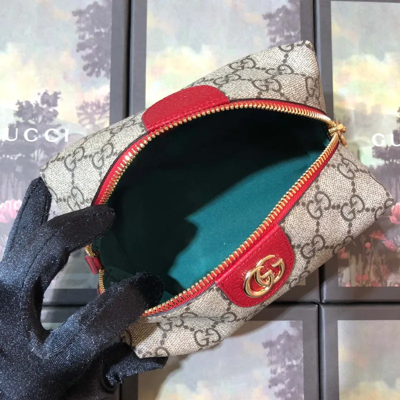 Gucci 611001 GG Ophidia GG kosmetická taška béžová & červená