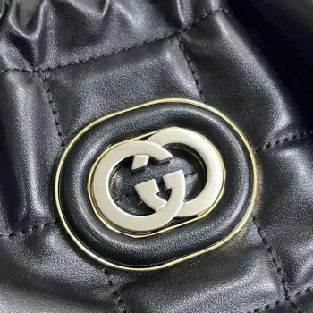 Gucci 746210 Gucci Deco Střední Taška přes Rameno Černá
