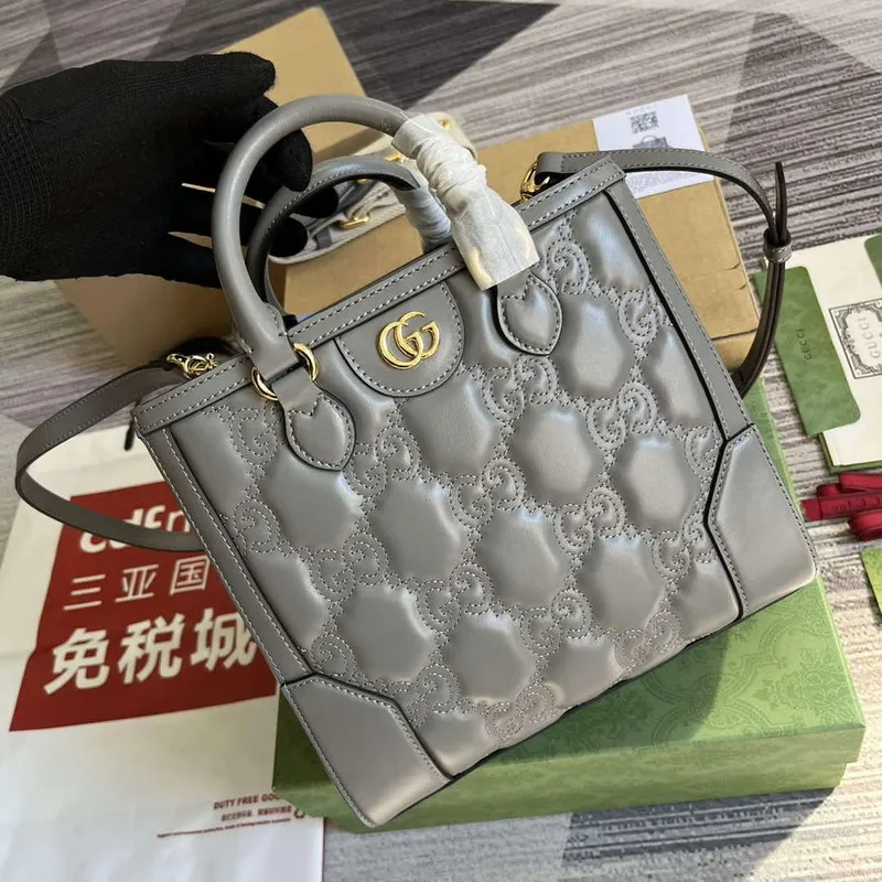 Gucci 728309 GG Matelassé Mini Top Handle Taška Šedá