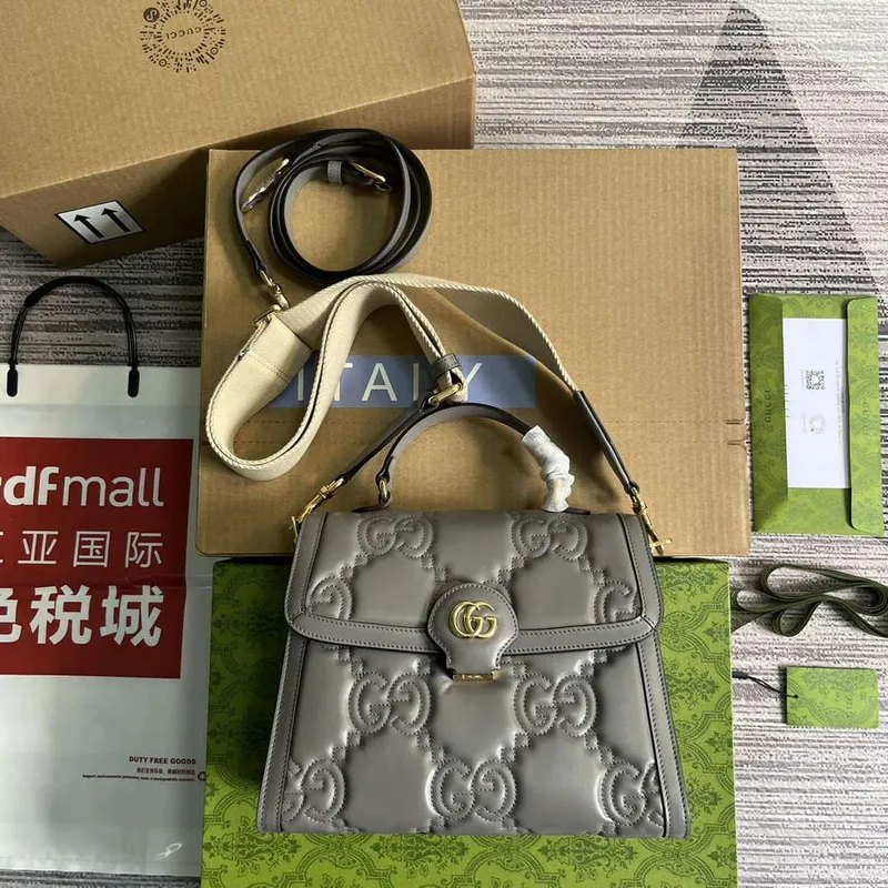 Gucci 736877 GG Matelassé Kabelka Šedá