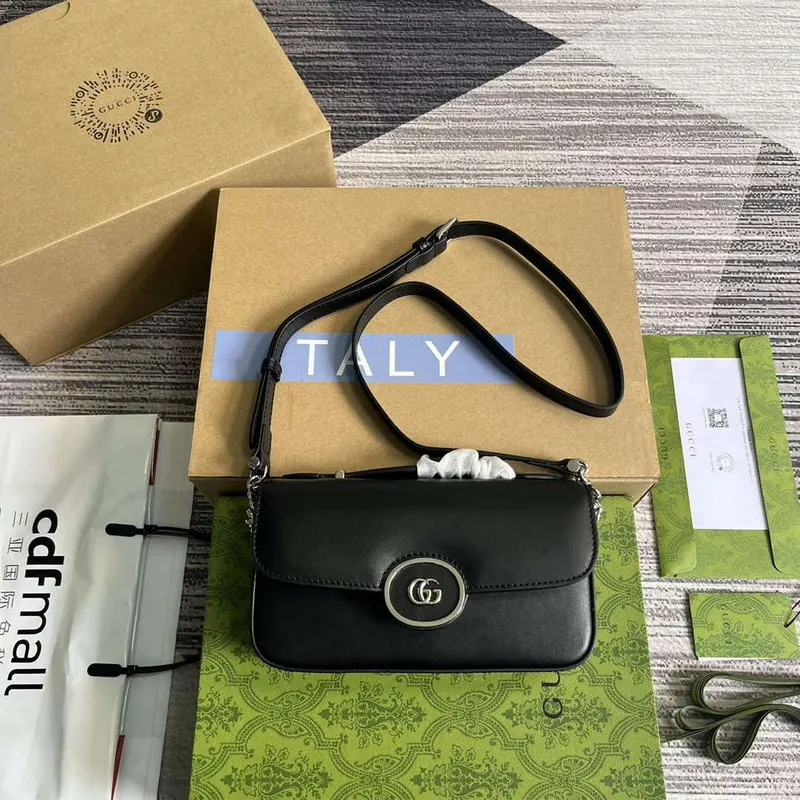 Gucci 739722 Petite GG Mini Ramenní Taška Černá