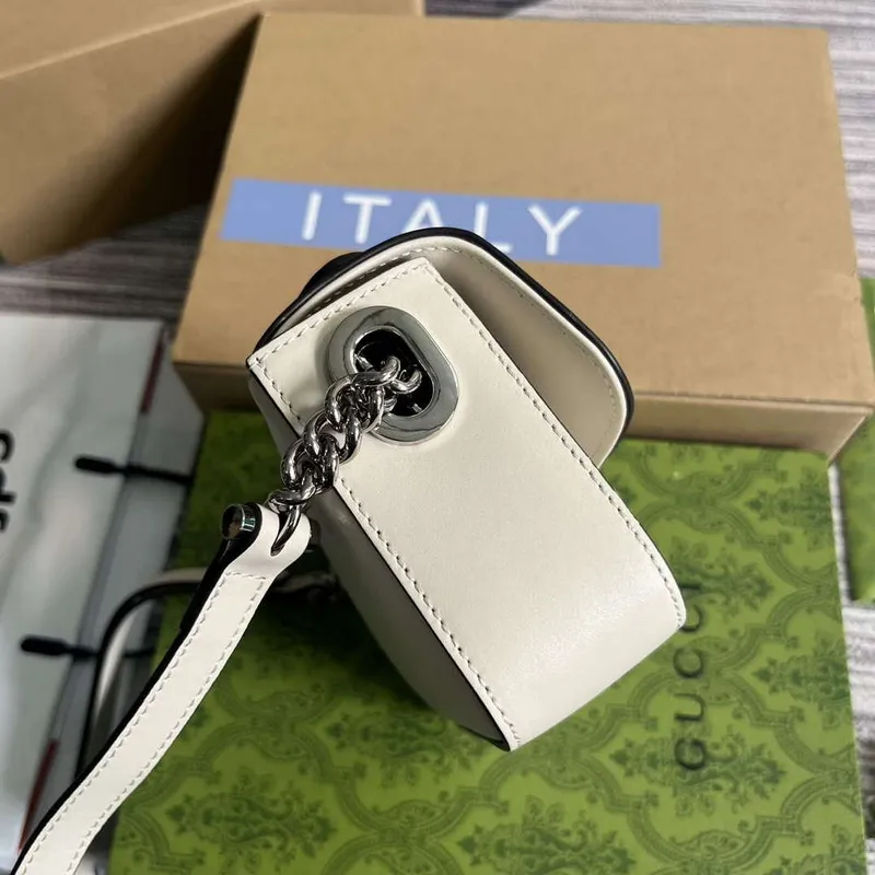 Gucci 739722 Petite GG Mini Kabelka přes rameno Bílá