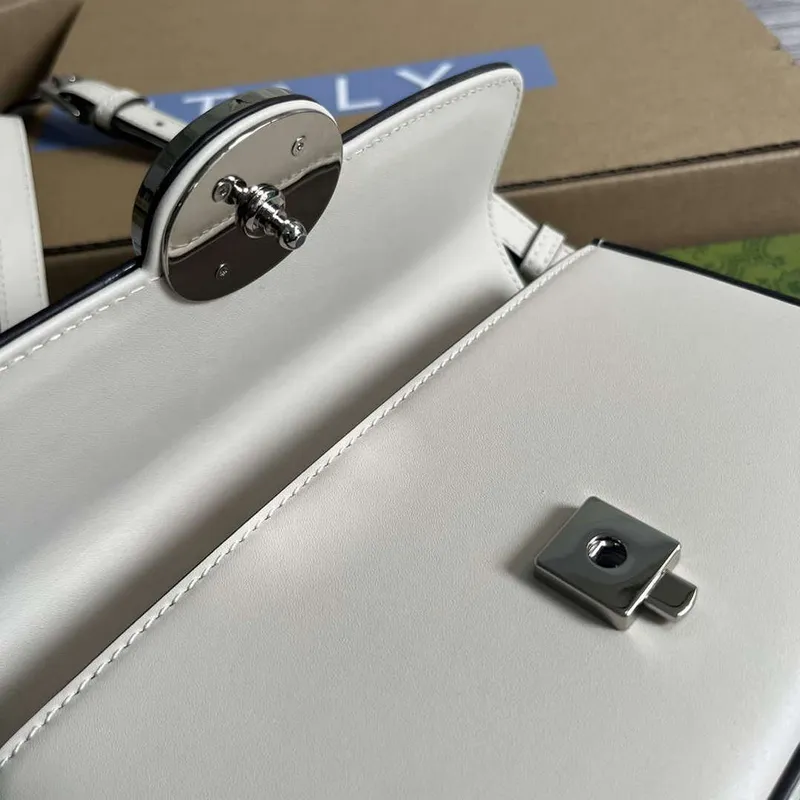 Gucci 739722 Petite GG Mini Kabelka přes rameno Bílá