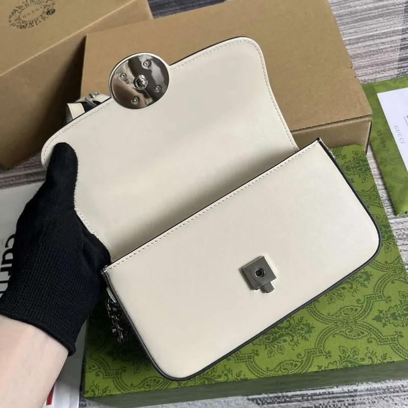 Gucci 739722 Petite GG Mini Kabelka přes rameno Bílá
