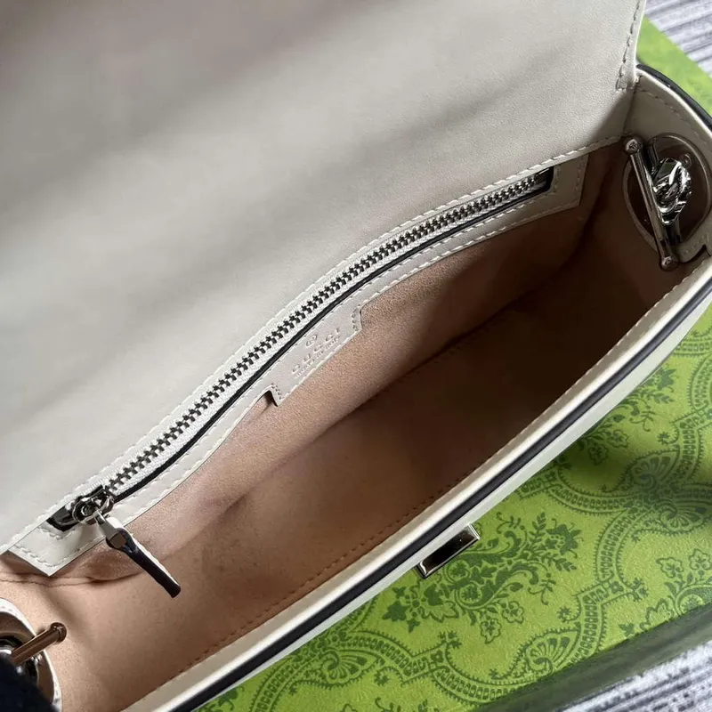 Gucci 739722 Petite GG Mini Kabelka přes rameno Bílá