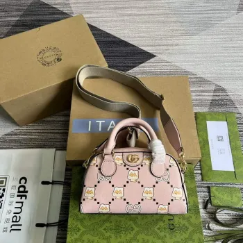 Gucci 724606 Ophidia GG zvířecí potisk mini taška světle růžová
