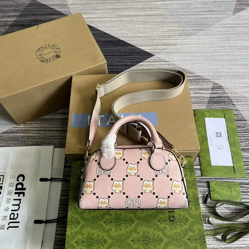 Gucci 724606 Ophidia GG zvířecí potisk mini taška světle růžová