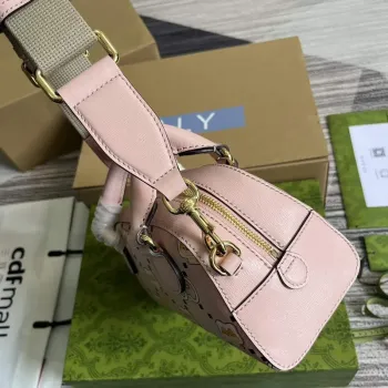 Gucci 724606 Ophidia GG zvířecí potisk mini taška světle růžová