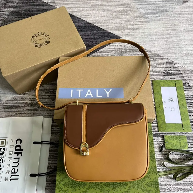 Gucci 740988 Kůň inspirovaná kabelka přes rameno Cuir a hnědá