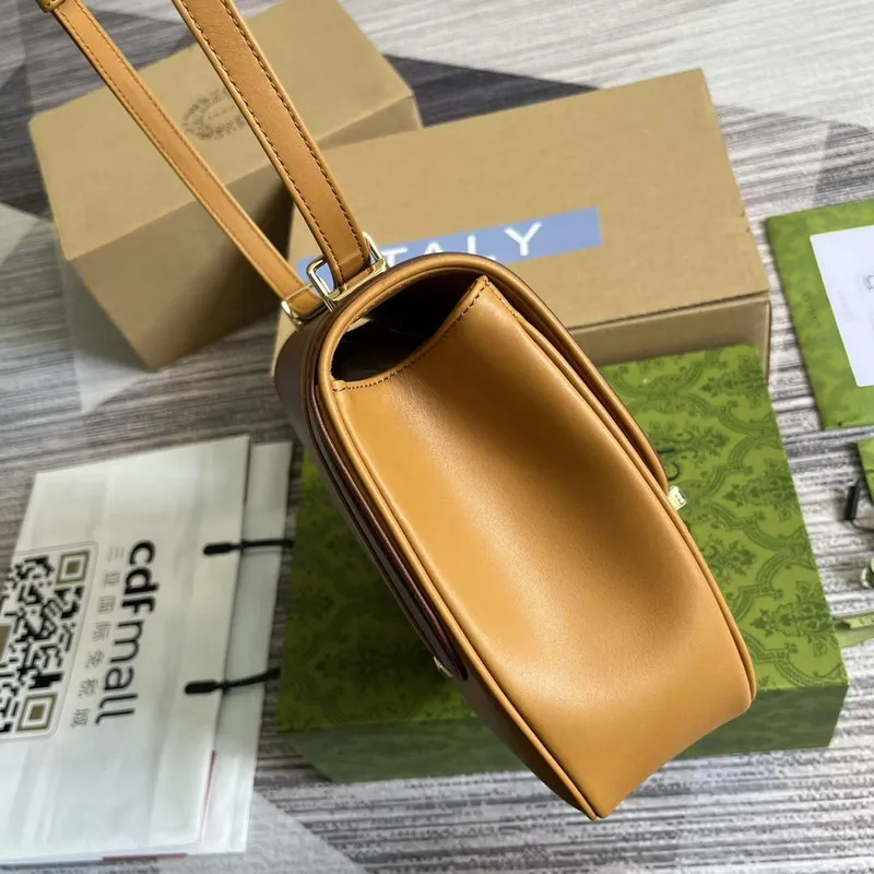 Gucci 740988 Kůň inspirovaná kabelka přes rameno Cuir a hnědá