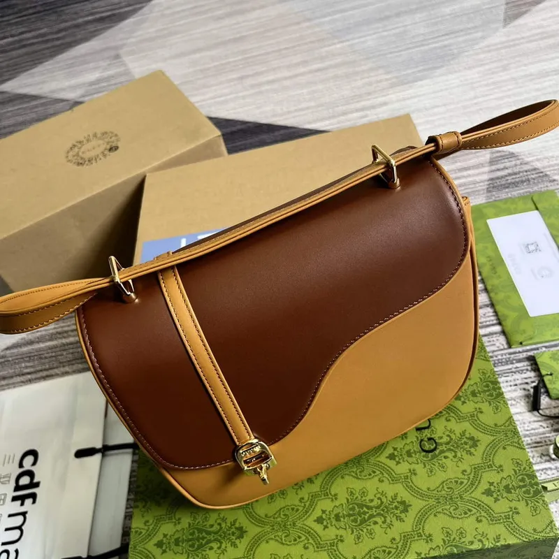 Gucci 740988 Kůň inspirovaná kabelka přes rameno Cuir a hnědá