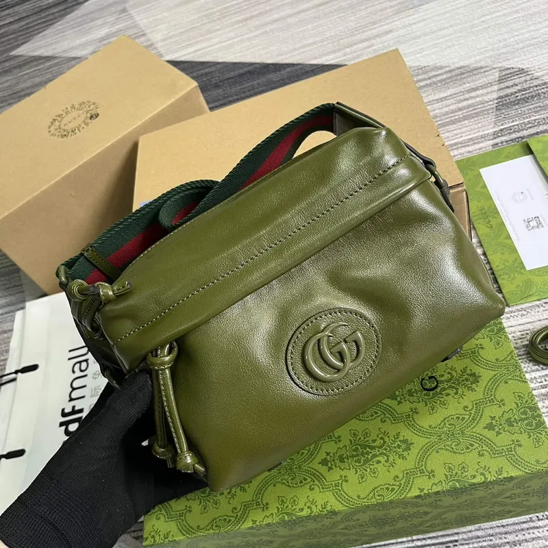 Gucci 725696 Kabelka přes rameno s tónovým Double G Zelená