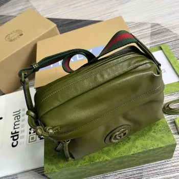 Gucci 725696 Kabelka přes rameno s tónovým Double G Zelená