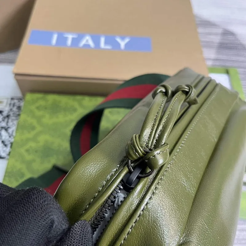 Gucci 725696 Kabelka přes rameno s tónovým Double G Zelená