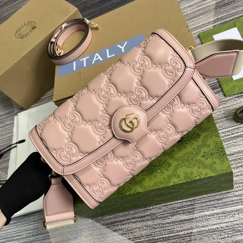 Gucci 724529 GG Matelassé Malá Taška Růžová