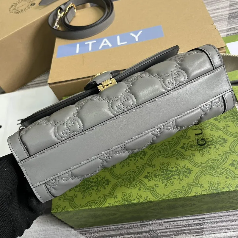 Gucci 724529 GG Matelassé Malá Taška Světle šedá