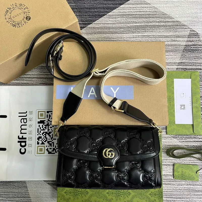 Gucci 724529 GG Matelassé Malá Taška Černá