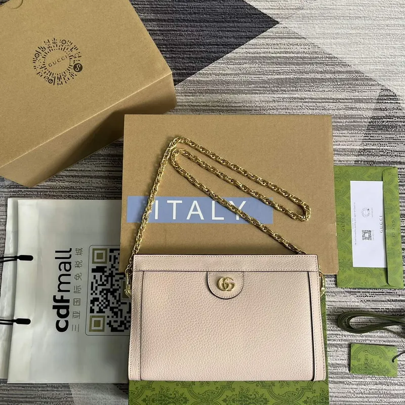 Gucci 503877 Ophidia malá ramenní taška s Double G Světle růžová