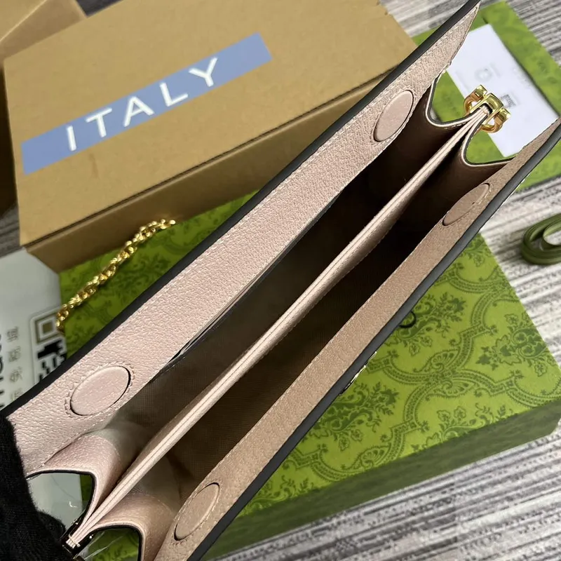 Gucci 503877 Ophidia malá ramenní taška s Double G Světle růžová