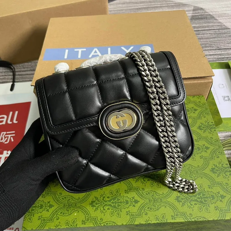 Gucci 741457 Gucci Deco mini ramenní taška Černá