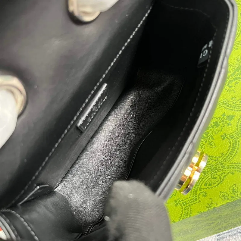 Gucci 741457 Gucci Deco mini ramenní taška Černá